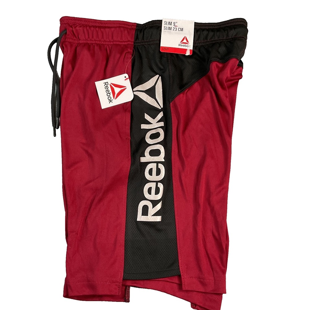 Reebok Men's Sz Small Athletic Drawstring Knit Training Shorts Red Pockets NWT‎